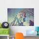 Retro filtered picture of ferris wheel in a park. Wall Decal