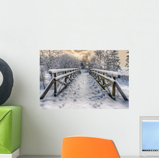 Winter Snow-Covered Bridge Wall Decal