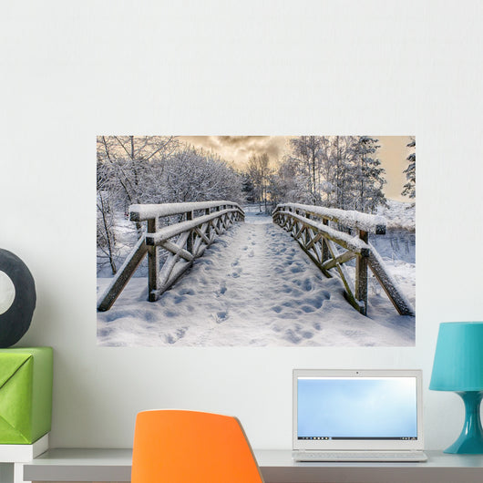 Winter Snow-Covered Bridge Wall Decal