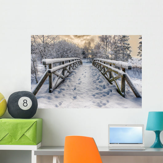 Winter Snow-Covered Bridge Wall Decal