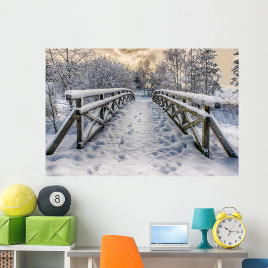 Winter Snow-Covered Bridge Wall Decal