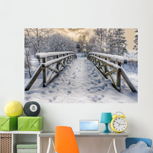 Winter Snow-Covered Bridge Wall Decal