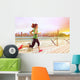Urban runner woman jogging in Hong Kong at sunset Wall Decal