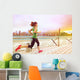 Urban runner woman jogging in Hong Kong at sunset Wall Decal