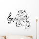 Treble clef and musical notes with decorative floral swirls Wall Decal