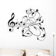 Treble clef and musical notes with decorative floral swirls Wall Decal