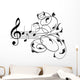 Treble clef and musical notes with decorative floral swirls Wall Decal