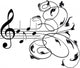 Treble Clef And Musical Notes With Decorative Floral Swirls Wall Decal