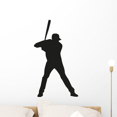 Baseball Player. Vector Silhouette Wall Decal shown on a wall