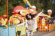 Amusement Park Rides. A Young Woman Is Happy And Jumps. Wall Decal