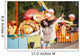 Amusement park rides. A young woman is happy and jumps. Wall Mural