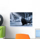 Depressed woman in front of a bench Wall Mural