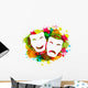 Comedy and tragedy simple masks for Carnival on colorful grunge Wall Decal