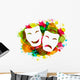 Comedy and tragedy simple masks for Carnival on colorful grunge Wall Decal