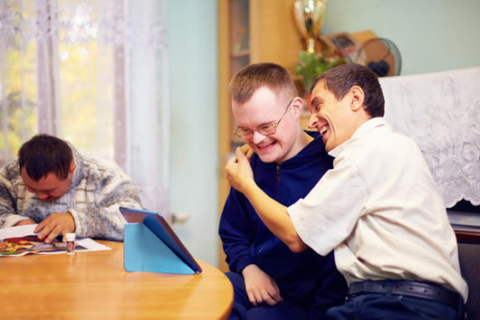 Happy Friends With Disability Socializing Through Internet Wall Decal