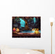 Fantasy cave with a waterfall, tree, treasure chest Wall Mural