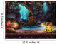 Fantasy cave with a waterfall, tree, treasure chest Wall Mural