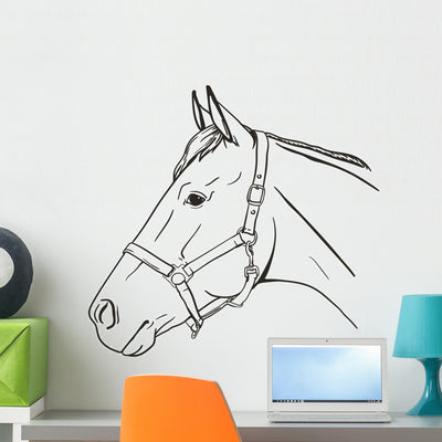 Horse In Halter Wall Decal shown on a wall