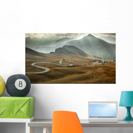 Serpentine road at Passo Giau, Dolomites, Italy Wall Mural