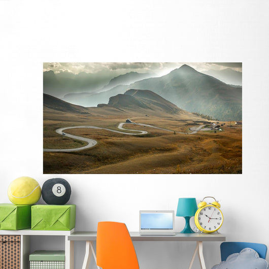Serpentine road at Passo Giau, Dolomites, Italy Wall Mural