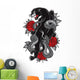 Panther snake roses tattoo graphic Wall Decal
