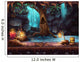 Cave with a waterfall and a magic tree and barrel of gold Wall Mural