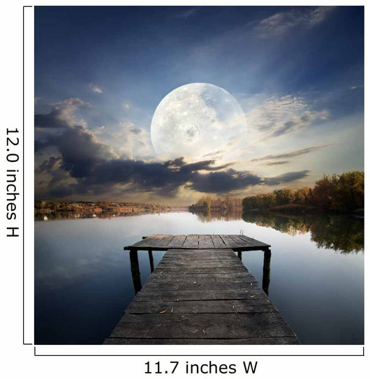 Pier under moon Wall Mural