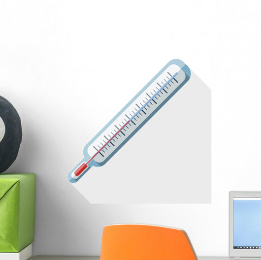 Thermometer flat icon with long shadow on white Wall Decal