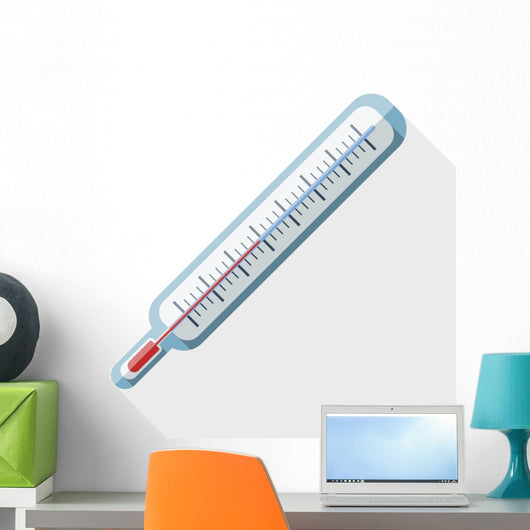 Thermometer flat icon with long shadow on white Wall Decal
