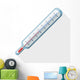 Thermometer flat icon with long shadow on white Wall Decal