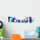 panoramic watercolor city Wall Decal