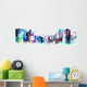 panoramic watercolor city Wall Decal
