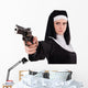 Naughty Gun-Wielding Nun Wall Decal