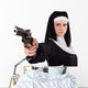 Naughty Gun-Wielding Nun Wall Decal