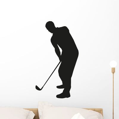 Golf Player Silhouette Wall Decal shown on a wall