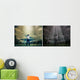 Rough illustration of a man challenging the sky with light shine Wall Mural