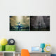 Rough illustration of a man challenging the sky with light shine Wall Mural