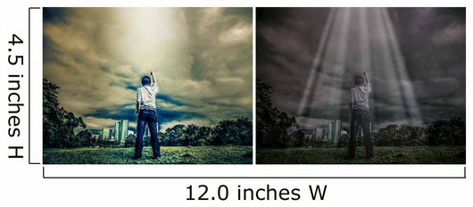 Rough illustration of a man challenging the sky with light shine Wall Mural
