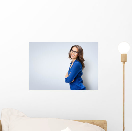 Happy smiling businesswoman in glasses Wall Decal