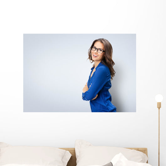 Happy smiling businesswoman in glasses Wall Decal