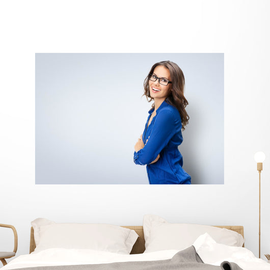 Happy smiling businesswoman in glasses Wall Decal