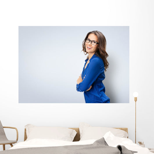 Happy smiling businesswoman in glasses Wall Decal