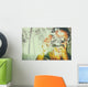 double exposure image of young girl holding old camera and natur Wall Mural