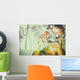double exposure image of young girl holding old camera and natur Wall Mural