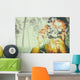 double exposure image of young girl holding old camera and natur Wall Mural