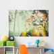 double exposure image of young girl holding old camera and natur Wall Mural
