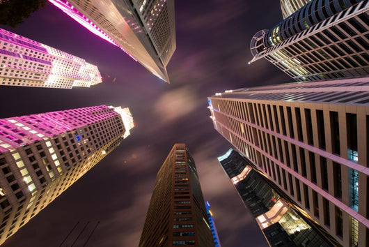 Skyscrapers In Singapore During Night Hours Wall Decal