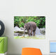 Baby Elephant Eats Grass Wall Decal
