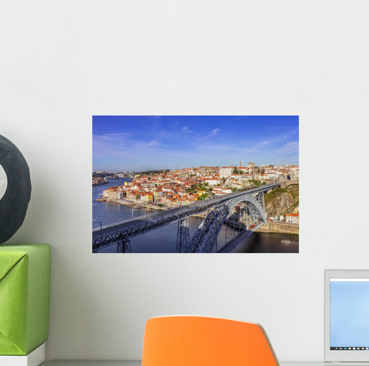 View of the iconic Dom Luis I bridge of Porto, Portugal Wall Mural