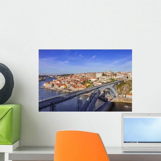 View of the iconic Dom Luis I bridge of Porto, Portugal Wall Mural